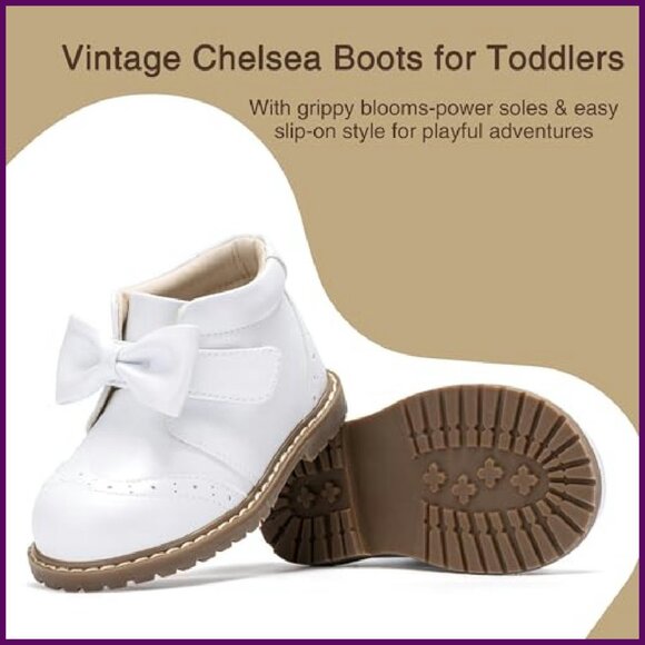 Vintage Leather Embroidered Toddler Girls Boots Mid Calf Water Resistant - Picture 7 of 8